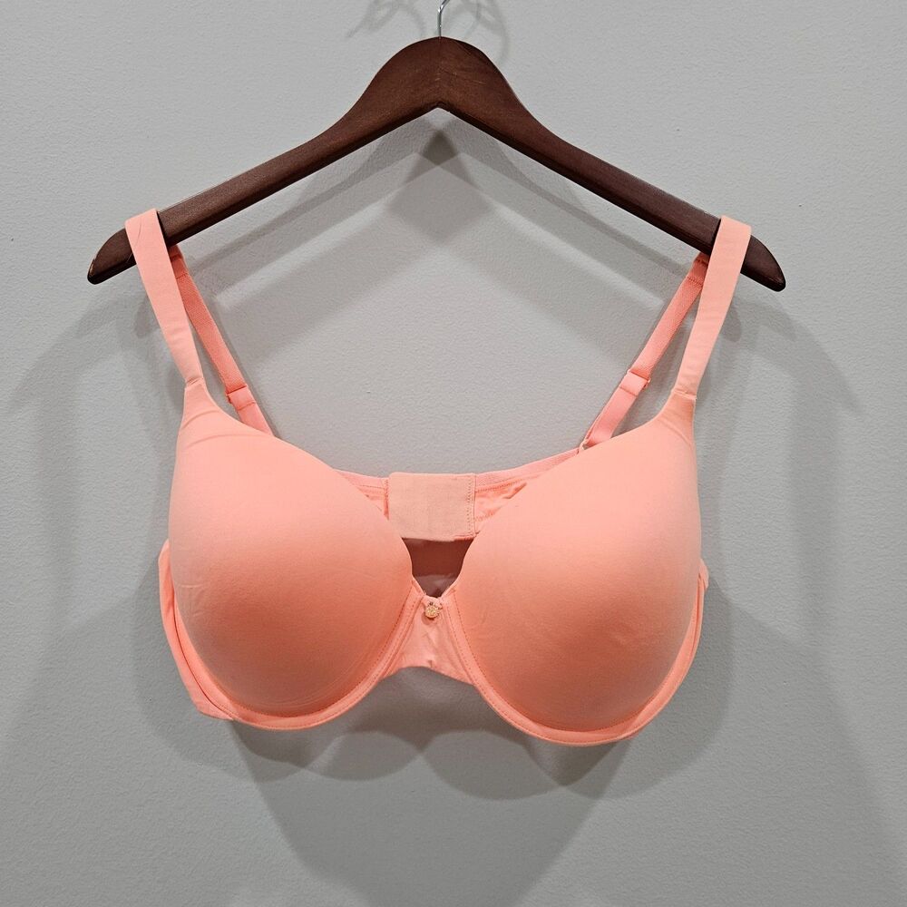 Victorias Secret Lined Perfect Coverage Bra Size 38DD Orange Underwired Colorful